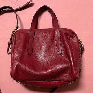 Fossil Women's Rich Burgundy Leather Satchel